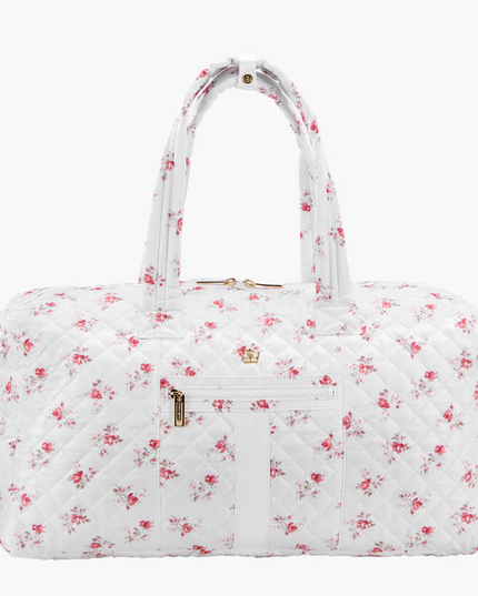 Oliver Thomas 24/7 Weekender Duffle White Rose Print/White Stripe Luggage in at Wrapsody