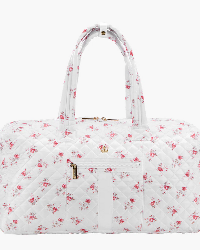 Oliver Thomas 24/7 Weekender Duffle White Rose Print/White Stripe Luggage in at Wrapsody