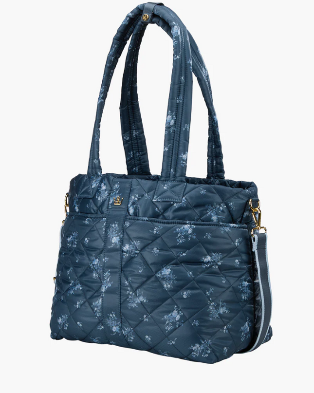 Oliver Thomas Wanderlust Tote Denim Navy Floral Totes in at Wrapsody
