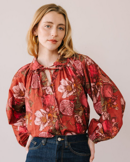 Willa Pomegranate Floral Blouse