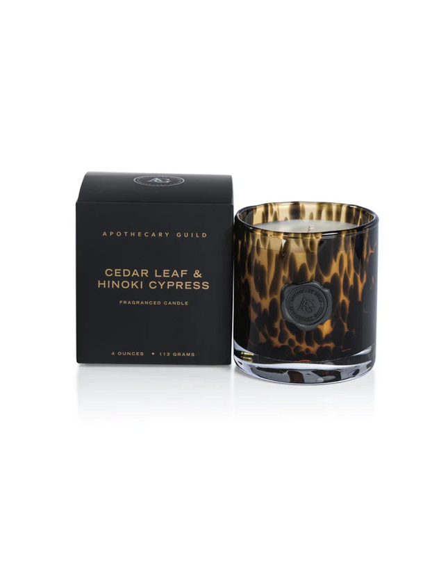 Opal Glass Cedar Leaf Mini Box Candle Candles in at Wrapsody
