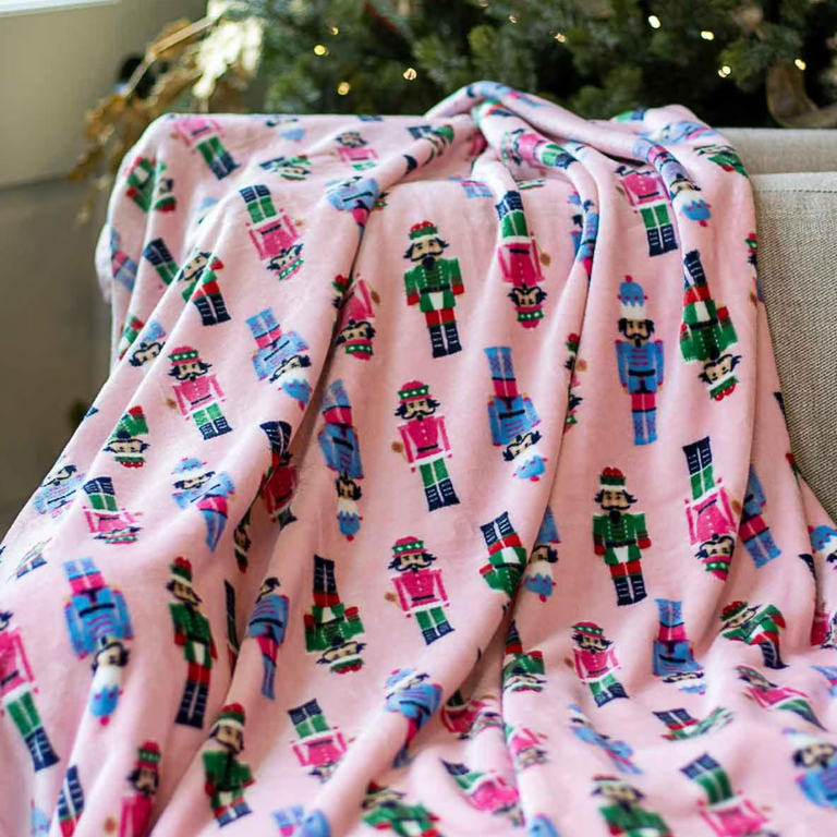 Nutcracker March Throw - Pink/Multi Blankets & Throws in  at Wrapsody