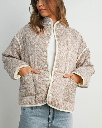 Floral Mauve/Ivory Quilted Jacket