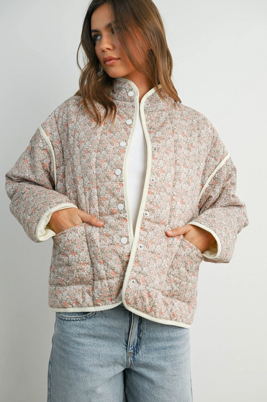 Floral Mauve/Ivory Quilted Jacket