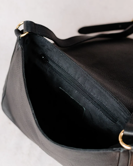 Able Lari Slim Crossbody - Pebbled Black Handbags in  at Wrapsody