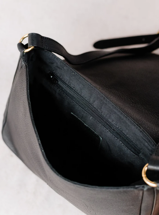 Able Lari Slim Crossbody - Pebbled Black Handbags in  at Wrapsody