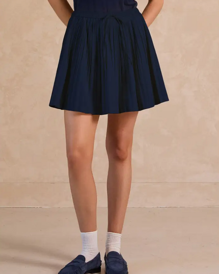 Pleated Navy Skirt Shorts in XS at Wrapsody