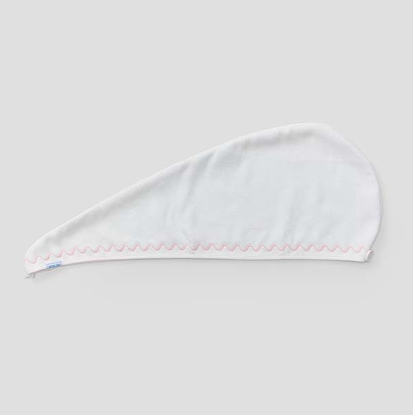 Weezie Hair Towel Light Pink Embroidered Wave Bath & Body in at Wrapsody