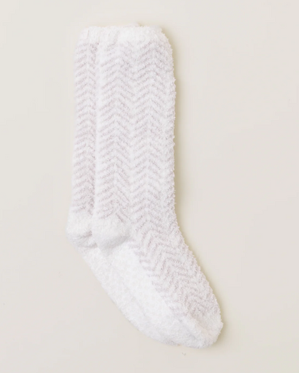 Barefoot Dreams Socks - Herringbone Cream/Stone Loungewear in  at Wrapsody