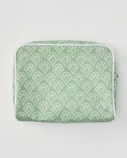 Weezie Medium Toiletry Bag Green Block Print Travel Accessories in at Wrapsody