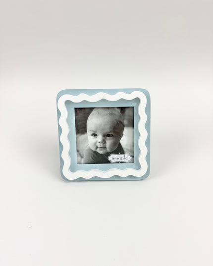 Wood Blue Square Frame Picture Frames in at Wrapsody