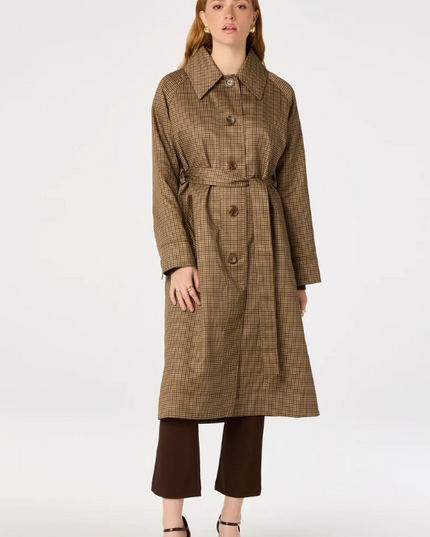 ASTR the Label Heaven Brown Plaid Trench Coat