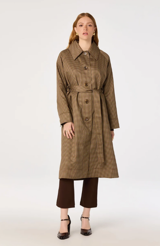 ASTR the Label Heaven Brown Plaid Trench Coat