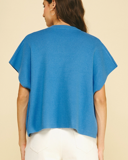 Button Blue Cardigan Sweater