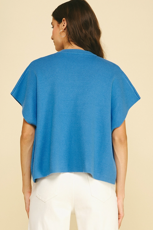 Button Blue Cardigan Sweater