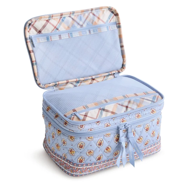 Vera Bradley Blue Leaf Brush Up Cosmetic Case Travel Accessories in at Wrapsody