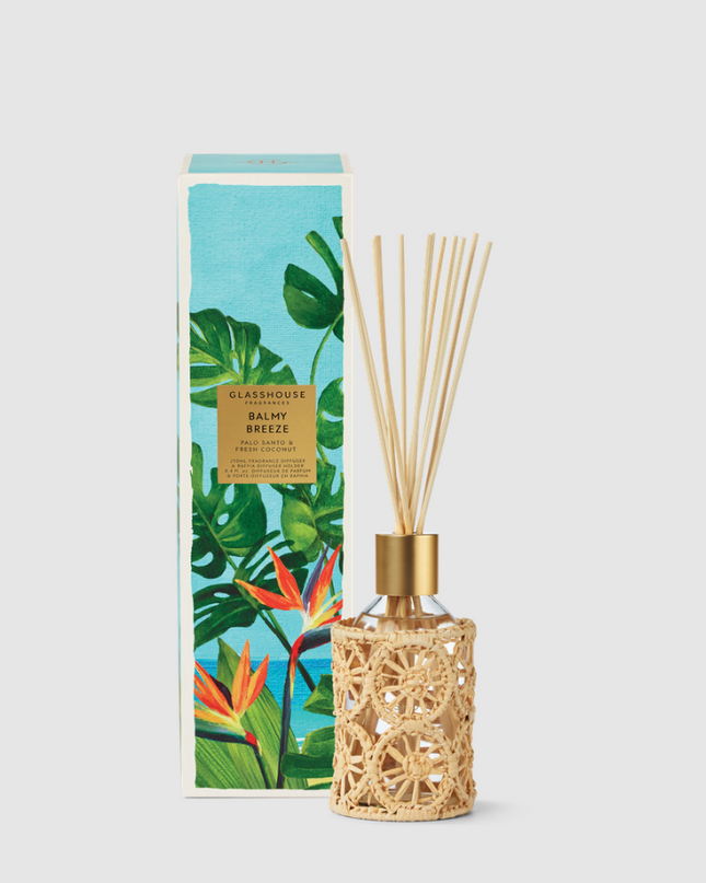 Glasshouse Diffuser 8.4oz Balmy Breeze Scents in at Wrapsody