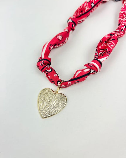 Red Leah Heart Scarf Necklace Necklaces in at Wrapsody