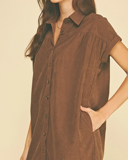Corduroy Brown Mini Dress