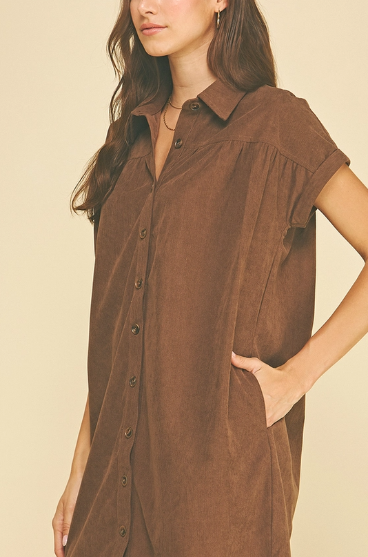 Corduroy Brown Mini Dress