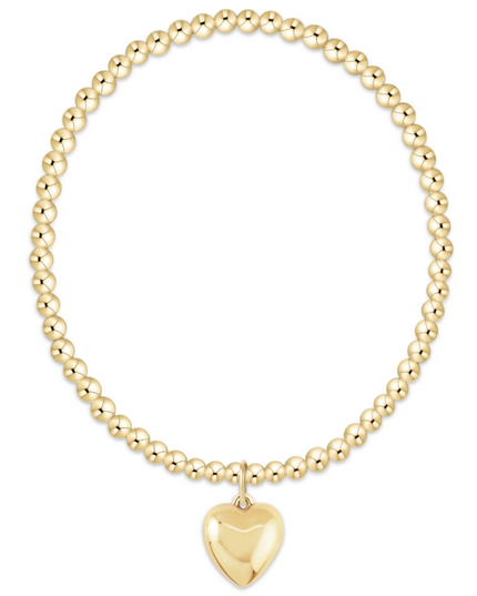 Extends Classic Gold 3mm Love Plush Charm Bracelet