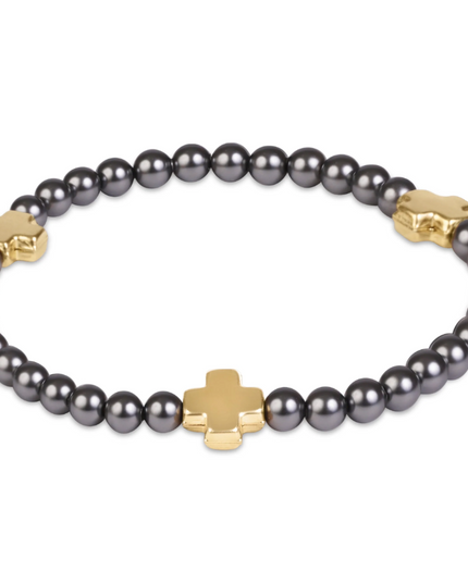 Enewton Signature Cross 4mm Bracelet Dark Grey Pearl