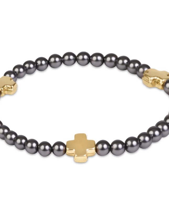 Enewton Signature Cross 4mm Bracelet Dark Grey Pearl Bracelets in at Wrapsody