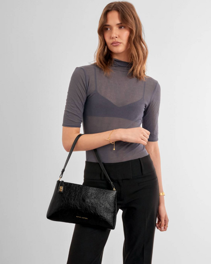 Orin Twist Lock Small Shoulder Bag in Black