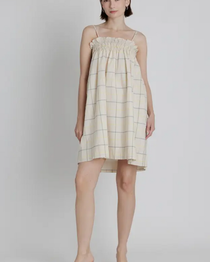 Multicolor Grid Print Mini Dress Dresses in XS at Wrapsody