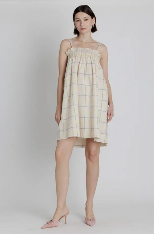 Multicolor Grid Print Mini Dress Dresses in XS at Wrapsody