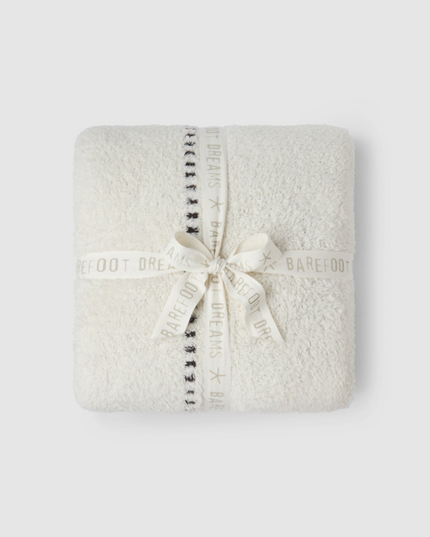 Barefoot Dreams CozyChic Sorreno Stripe Cream Throw Blankets & Throws in at Wrapsody