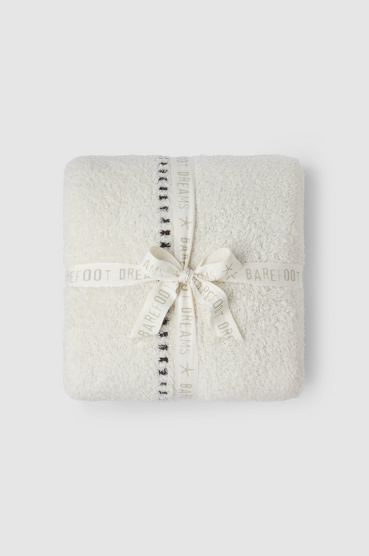 Barefoot Dreams CozyChic Sorreno Stripe Cream Throw Blankets & Throws in at Wrapsody