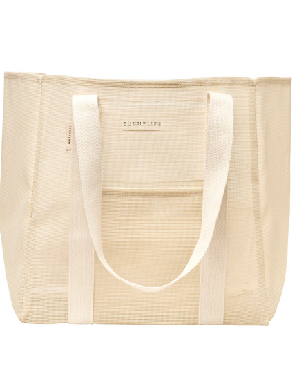 Mesh Oyster Cream Beach Bag