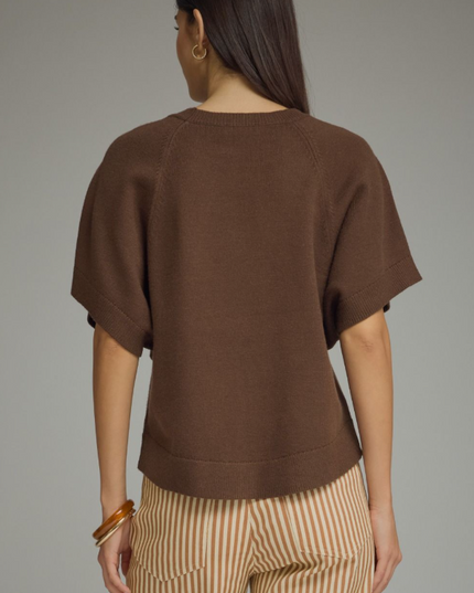 Ribbed Wide Sleeve Brown Sweater