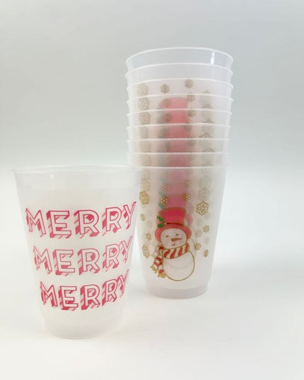 Snowman Candy Cane Frost Flex Cups Set of 10 Drinkware in  at Wrapsody