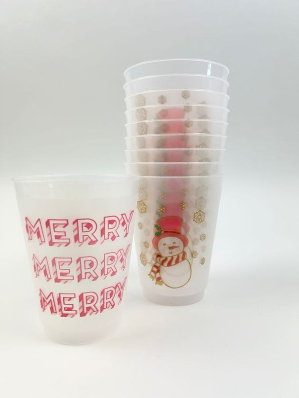 Snowman Candy Cane Frost Flex Cups Set of 10 Drinkware in  at Wrapsody