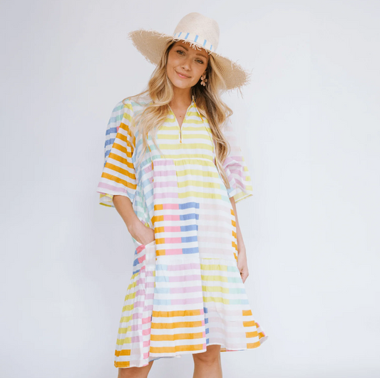 Bondi Colorful Stripe Dress Dresses in S at Wrapsody