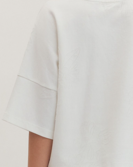 Floral Cut Out Blouse in Off White Tops in at Wrapsody