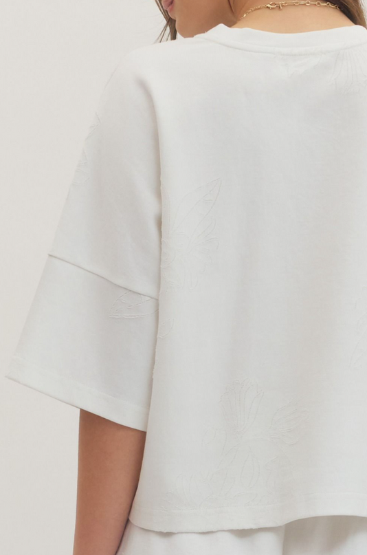 Floral Cut Out Blouse in Off White Tops in at Wrapsody