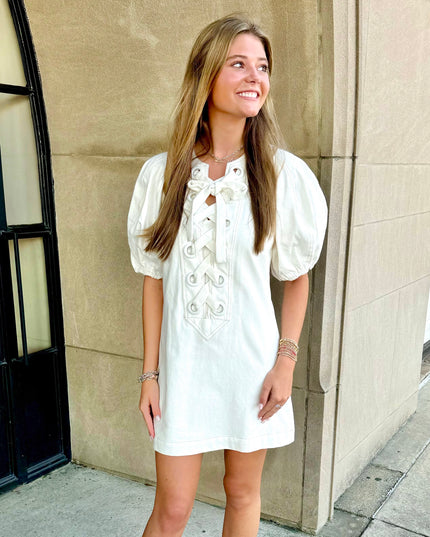 All Laced Up Cream Dress Dresses in XS at Wrapsody