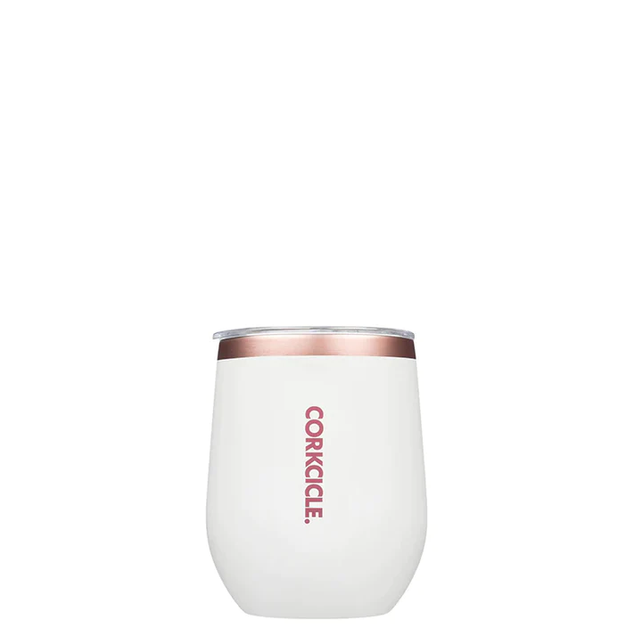 Corkcicle Stemless Wine 12oz Drinkware in White Rose at Wrapsody