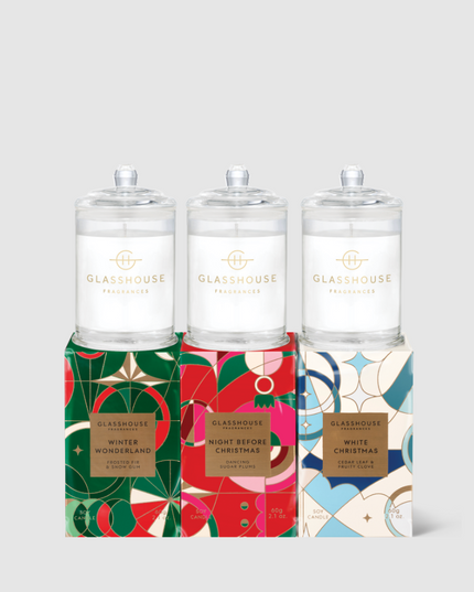 Glasshouse 2.1oz Candle - Christmas Trio Candles in  at Wrapsody