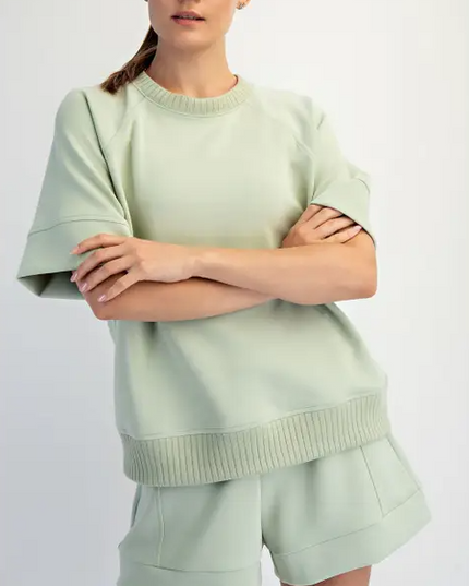 Ribbed Modal Pistachio Cream Top