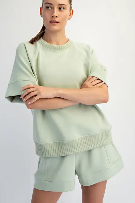 Ribbed Modal Pistachio Cream Top