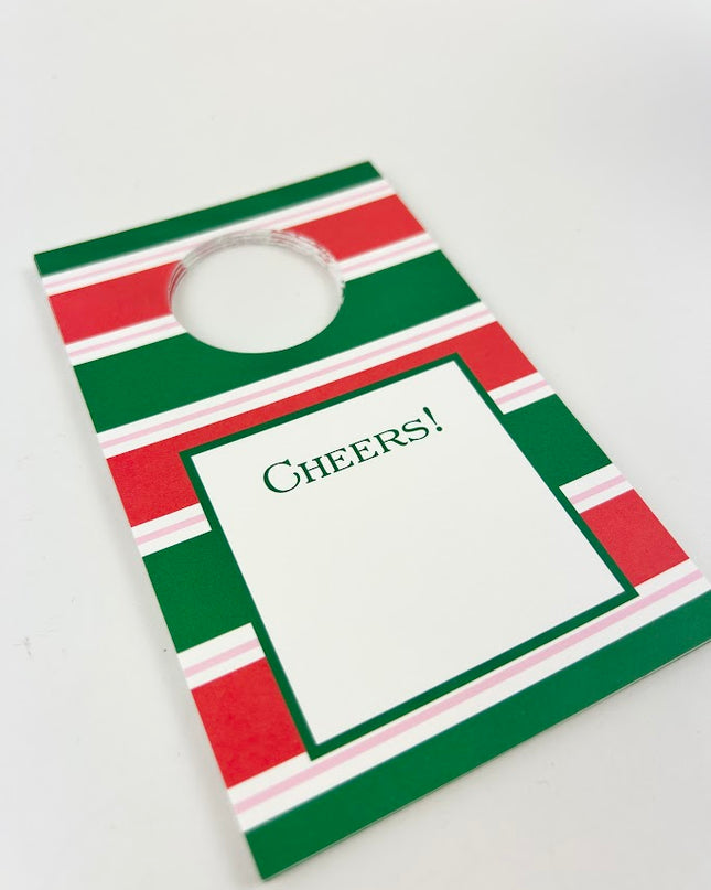 Holiday Stripe Wine Tag Set Paper in  at Wrapsody