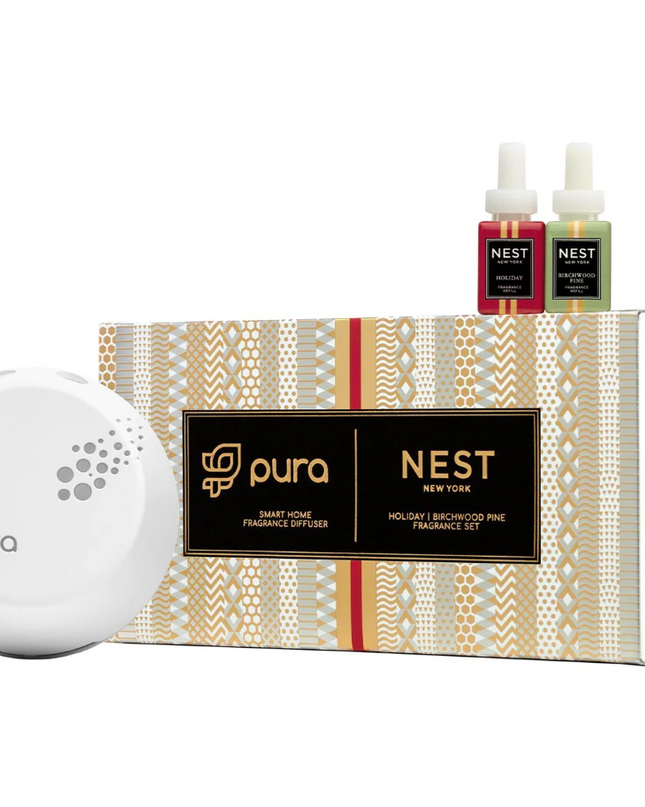 Nest Pura Smart Diffuser Set Scents in Holiday/Birchwood at Wrapsody