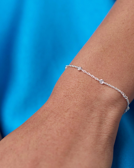 JV Celest Delicate Bracelet CZ Silver OS Bracelets in at Wrapsody