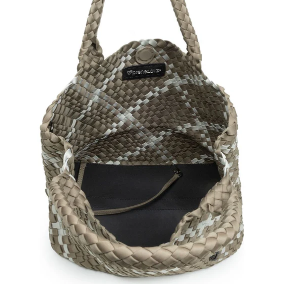 PreneLove London Large Woven - Buff & Grey Totes in  at Wrapsody