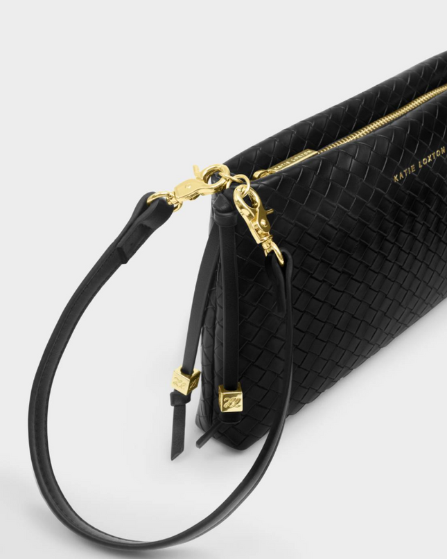 Nova Small Shoulder Bag in Woven Black Handbags in at Wrapsody