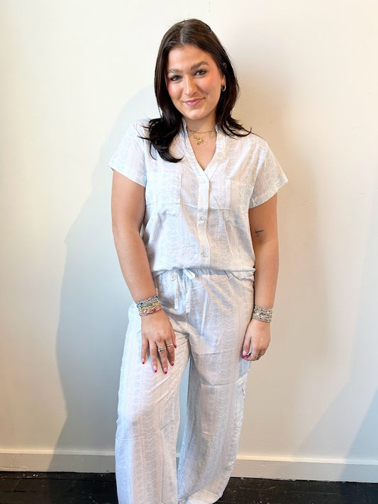 Serena Sky Stitches PJ Set Loungewear in S at Wrapsody